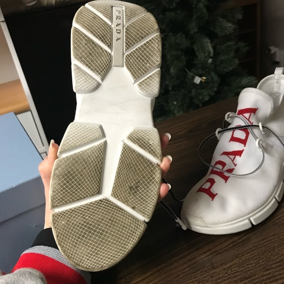 Prada XY Logo Sock white and red Sneakers Size 39.5 - Picture 5 of 6